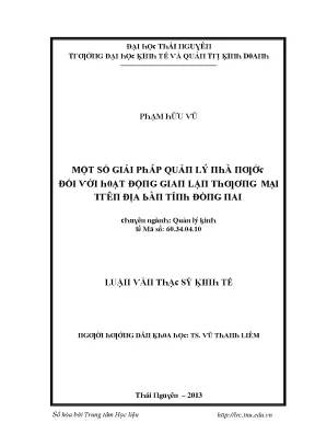 Luận văn một số giải pháp quản lý nhà nước đối với hoạt động gian lận thương mại trên bàn tỉnh đồng nai