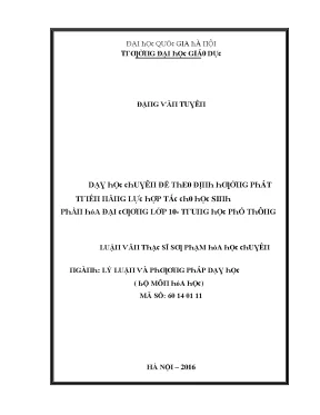 Luận văn dạy học chuyên đề theo định hướng phát triển năng lực hợp tác cho học sinh phần hóa đại cương lớp 10 trung học phổ thông