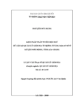 Luận văn biện pháp phát triển đội ngũ nữ cán bộ quản lý giáo dục trường trung học cơ sở ở huyện sơn động tỉnh bắc giang