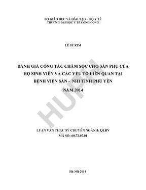 Đánh giá công tác chăm sóc sản phụ của hộ sinh viên và các yếu tố liên quan tại bệnh viện sản nhi tỉnh phú yên năm 2014