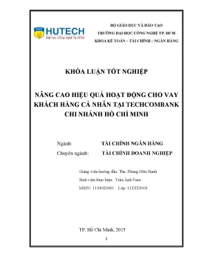 Luận văn nâng cao hiệu quả hoạt động cho vay khách hàng cá nhân tại techcombank chi nhánh hồ chí minh