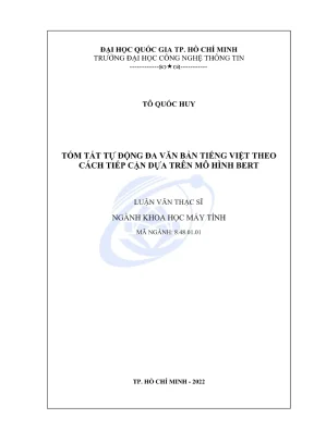 Luận văn thạc sĩ khoa học máy tính tóm tắt tự động đa văn bản tiếng việt theo cách tiếp cận dựa trên mô hình bert