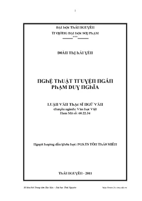 Luận văn nghệ thuật truyện ngắn phạm duy nghĩa
