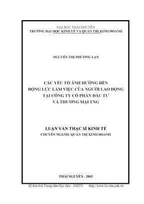 Luận văn các yếu tố ảnh hưởng đến động lực làm việc của người lao động tại công ty cổ phần đầu tư và thương mại tng