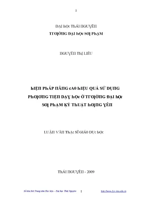 Luận văn biện pháp nâng cao hiệu quả sử dụng phương tiện dạy học ở trường đại học sư phạm kỹ thuật hưng yên
