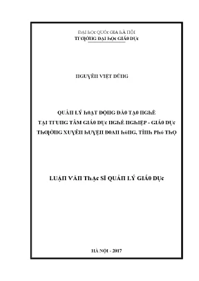 Luận văn quản lý hoạt động đào tạo nghề tại trung tâm giáo dục nghề nghiệp giáo dục thường xuyên huyện đoan hùng tỉnh phú thọ