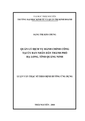 Luận văn quản lý dịch vụ hành chính công tại ủy ban nhân dân thành phố hạ long tỉnh quảng ninh