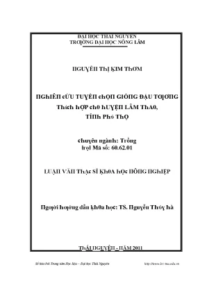 Luận văn nghiên cứu tuyển chọn giống đậu tương thích hợp cho huyện lâm thao tỉnh phú thọ