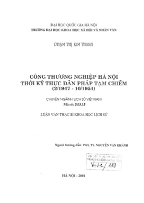 Luận văn thạc sĩ lịch sử công thương nghiệp hà nội thời kỳ thực dân pháp tạm chiếm 21947 101954