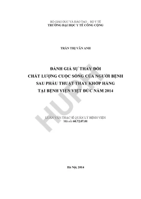 Đánh giá sự thay đổi chất lượng cuộc sống của người bệnh sau phẫu thuật thay khớp háng tại bệnh viện việt đức năm 2014