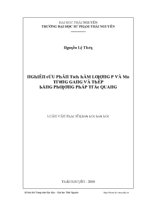 Luận văn nghiên cứu phân tích hàm lượng p và mn trong gang và thép bằng phương pháp trắc quang