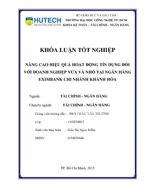 Luận văn nâng cao hiệu quả hoạt động tín dụng đối với doanh nghiệp vừa và nhỏ tại ngân hàng eximbank chi nhánh khánh hòa