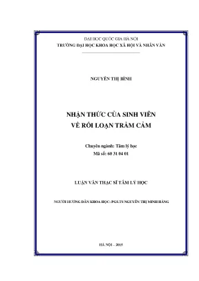 Luận văn thạc sĩ nhận thức của sinh viên về rối loạn trầm cảm