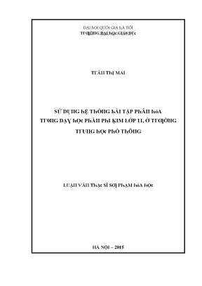 Luận văn sử dụng hệ thống bài tập phân hóa trong dạy học phần phi kim lớp 11 ở trường trung học phổ thông