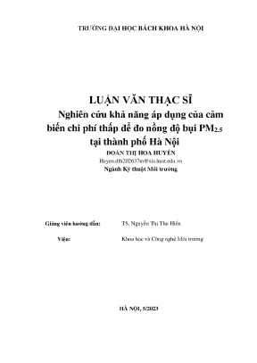 Nghiên cứu khả năng áp dụng của cảm biến chi phí thấp để đo nồng độ bụi pm25 tại thành phố hà nội