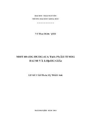 Luận văn một số ứng dụng của tích phân trong đại số và lượng giác