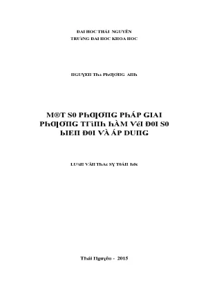 Luận văn một số phương pháp giải phương trình hàm với đối số biến đổi và áp dụng