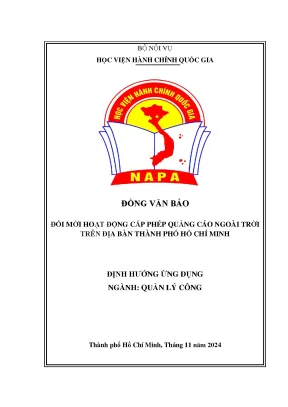 Luận văn đổi mới hoạt động cấp phép quảng cáo ngoài trời trên địa bàn thành phố hồ chí minh