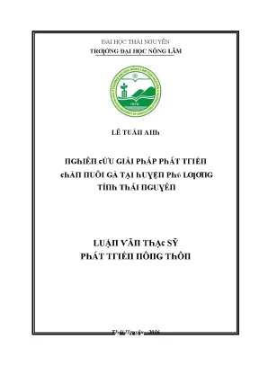 Luận văn nghiên cứu giải pháp phát triển chăn nuôi gà tại huyện phú lương tỉnh thái nguyên