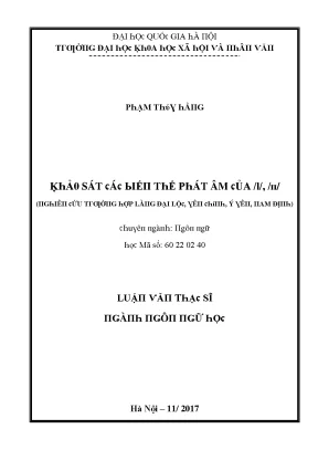Luận văn khảo sát các biến thể phát âm của l n nghiên cứu trường hợp làng đại lộc yên chính ý yên nam định