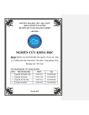 Nghiên cứu tình hình đảm bảo nguồn vốn tại các công ty cổ phần khai thác than thuộc tập đoàn công nghiệp thankhoáng sản việt nam