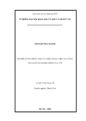 Luận văn stress trong công việc của điện thoại viên tại tổng đài chăm sóc khách hàng của vtc