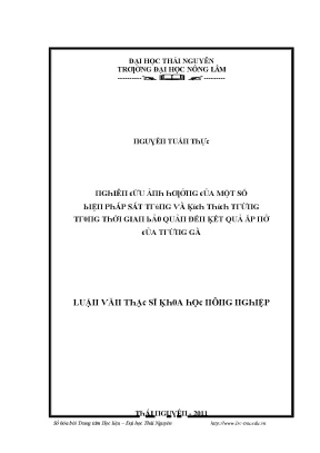Luận văn nghiên cứu ảnh hưởng của một số biện pháp sát trùng và kích thích trứng trong thời gian bảo quản đến kết quả ấp nở của trứng gà