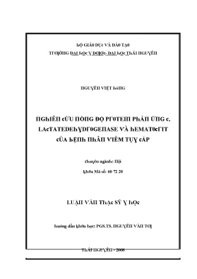 Luận văn nghiên cứu nồng độ protein phản ứng c lactatedehydrogenase và hematocrit của bệnh nhân viêm tụy cấp