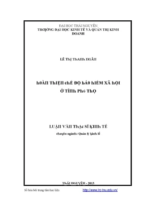 Luận văn hoàn thiện chế độ bảo hiểm xã hội ở tỉnh phú thọ