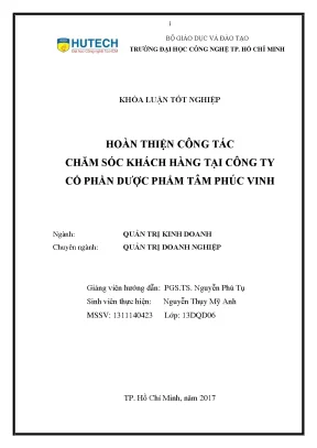 Luận văn hoàn thiện công tác chăm sóc khách hàng tại công ty cổ phần dược phẩm tâm phúc vinh