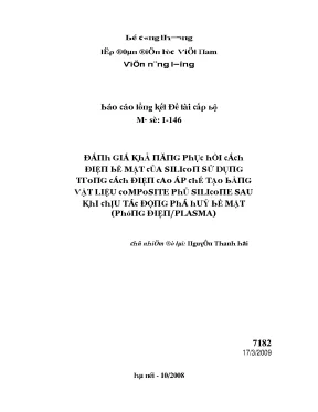 Nghiên cứu khả năng phục hồi cách điện bề mặt của silicon sử dụng trong cách điện cao áp chế tạo bằng vật liệu compozit phủ silicon sau khi chịu tác động phá huỷ bề mặt