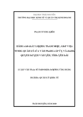 Luận văn nâng cao chất lượng tham mưu giúp việc trong quản lý của văn phòng cấp ủy và chính quyền huyện văn yên tỉnh yên bái