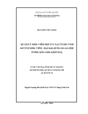 Luận văn quản lý sinh viên nội trú tại trung tâm hỗ trợ sinh viên đại học quốc gia hà nội trong bối cảnh hiện nay