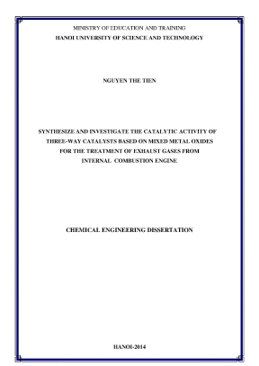 Luận văn tổng hợp và nghiên cứu hoạt tính của xúc tác ba chức năng trên cơ sở hỗn hợp oxit kim loại để xử lý khí thải động cơ đốt trong