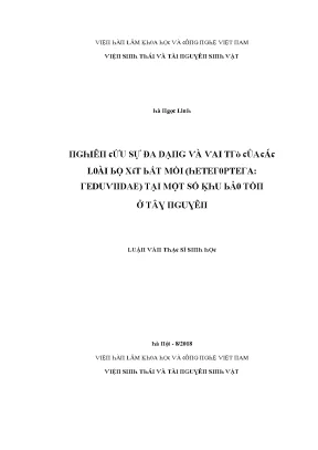 Luận văn nghiên cứu sự đa dạng và vai trò của các loài bọ xít bắt mồi heteroptera reduviidae tại một số khu bảo tồn ở tây nguyên