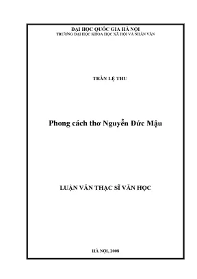 Luận văn thạc sĩ phong cách thơ nguyễn đức mậu