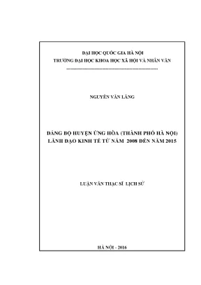 Luận văn thạc sĩ đảng bộ huyện ứng hòa thành phố hà nội lãnh đạo phát triển kinh tế từ năm 2008 đến năm 2015