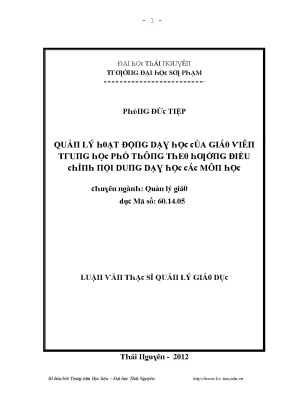 Luận văn quản lý hoạt động dạy học của giáo viên trung học phổ thông theo hướng điều chỉnh nội dung dạy học các môn học