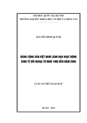 Luận án tiến sĩ đảng cộng sản việt nam lãnh đạo hoạt động kinh tế đối ngoại từ năm 1986 đến năm 2006