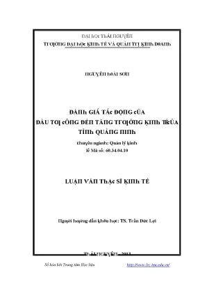 Luận văn đánh giá tác động của đầu tư công đến tăng trưởng kinh tế của tỉnh quảng ninh