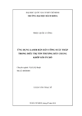 Luận văn thạc sĩ vật lý kỹ thuật ứng dụng laser bán dẫn công suất thấp trong điều trị tổn thương dây chằng khớp gối ở chó