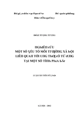 Luận văn nghiên cứu một số yếu tố môi trường xã hội liên quan tới ung thư cổ tử cung tại một số tỉnh phía bắc