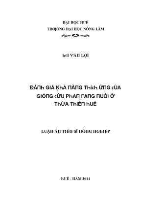 Luận văn đánh giá khả năng thích ứng của giống cừu phan rang nuôi ở thừa thiên huế