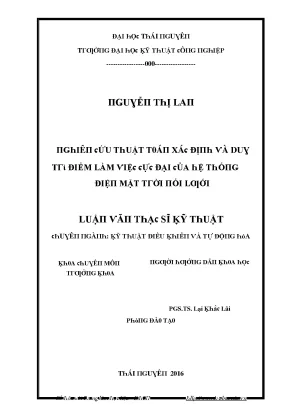 Luận văn nghiên cứu thuật toán xác định và duy trì điểm làm việc cực đại của hệ thống điện mặt trời nối lưới