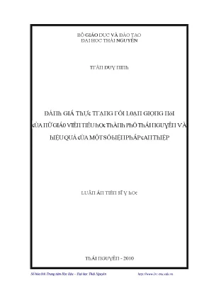 Luận văn đánh giá thực trạng rối loạn giọng nói của nữ giáo viên tiểu học thành phố thái nguyên và hiệu quả một số biện pháp can thiệp