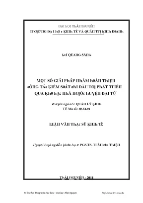 Luận văn một số giải pháp nhằm hoàn thiện công tác kiểm soát chi đầu tư phát triển qua kho bạc nhà nước huyện đại từ