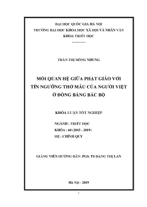 Luận văn thạc sĩ mối quan hệ giữa phật giáo với tín ngưỡng thờ mẫu của người việt ở đồng bằng bắc bộ
