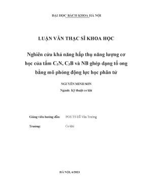 Nghiên cứu khả năng hấp thụ năng lượng cơ học của tấm c3n c3b và nb ghép dạng tổ ong bằng mô phỏng động lực học phân tử