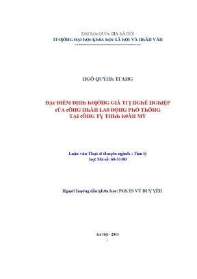 Luận văn đặc điểm định hướng giá trị nghề nghiệp của công nhân lao động phổ thông tại công ty tnhh hoàn mỹ