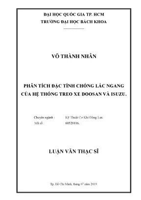 Luận văn thạc sĩ cơ khí động lực phân tích đặc tính chống lắc ngang của hệ thống treo xe doosan và isuzu